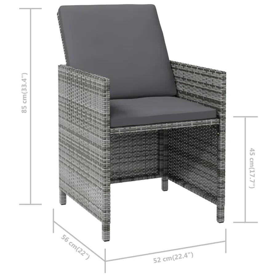 Jeu de chaise et tabouret de jardin 4 pcs Résine tressée Gris - 11