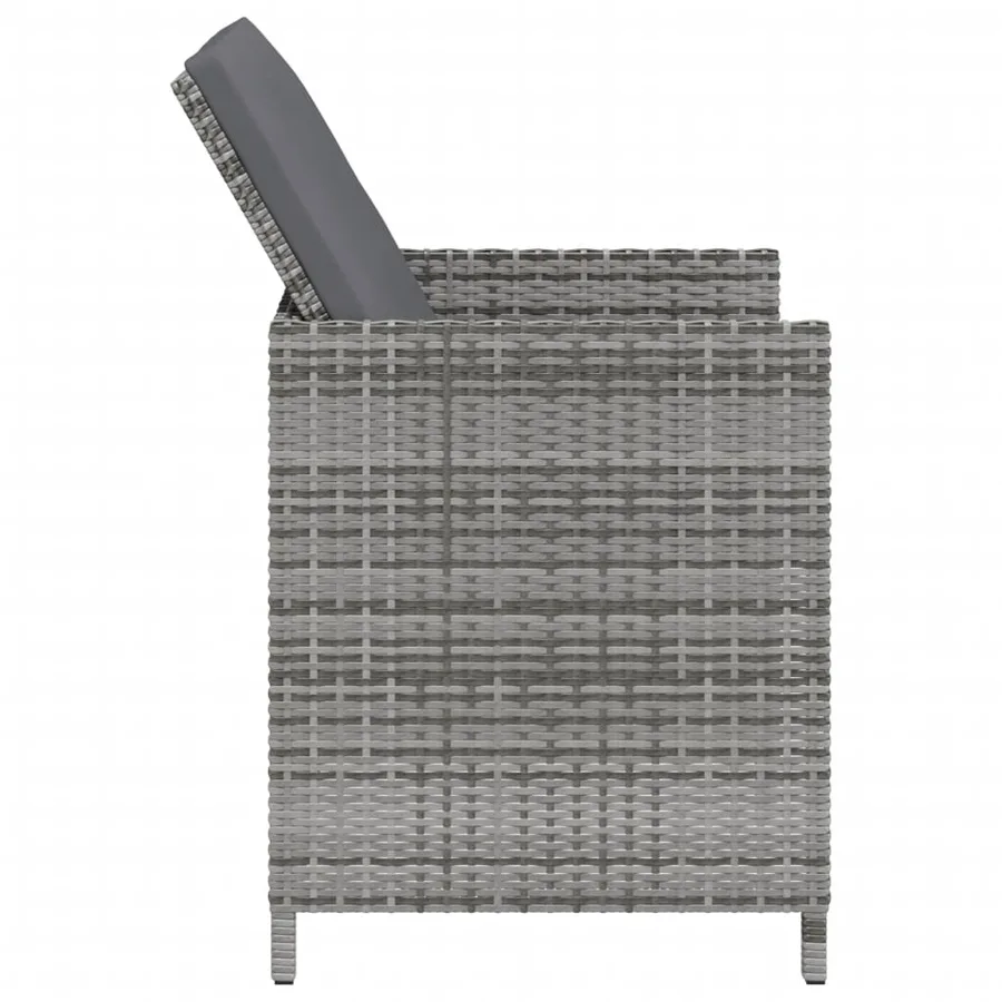 Jeu de chaise et tabouret de jardin 4 pcs Résine tressée Gris - 13