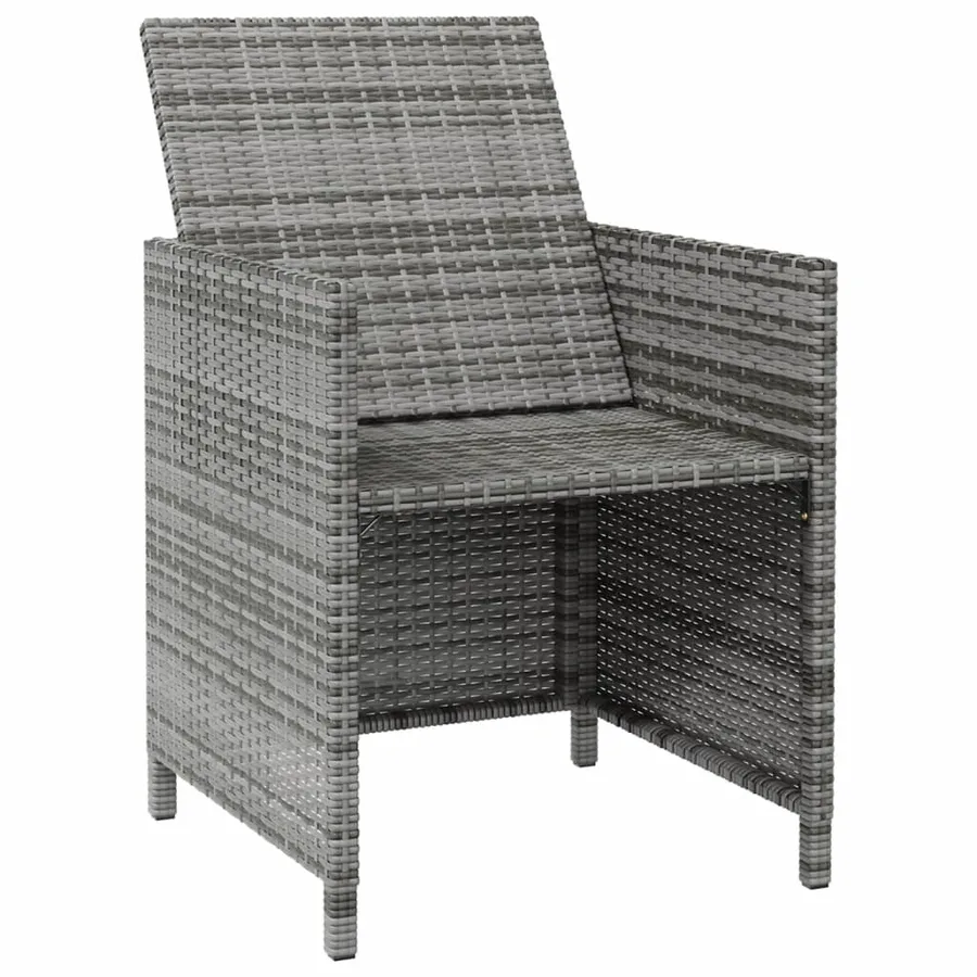 Jeu de chaise et tabouret de jardin 4 pcs Résine tressée Gris - 16