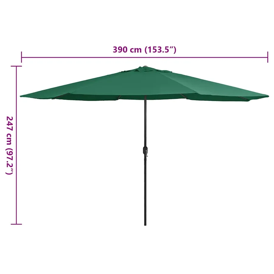 Parasol de jardin avec mât en métal 390 cm vert - 7