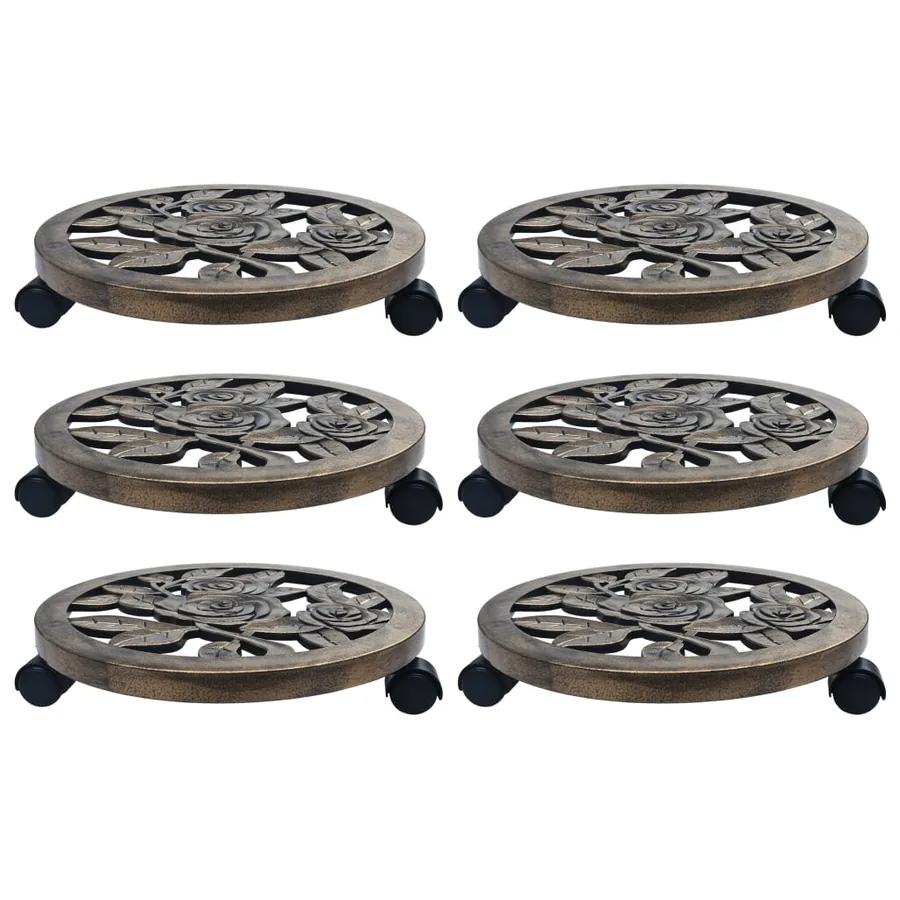 Chariots pour plantes 6 pcs Bronze 38 cm Plastique