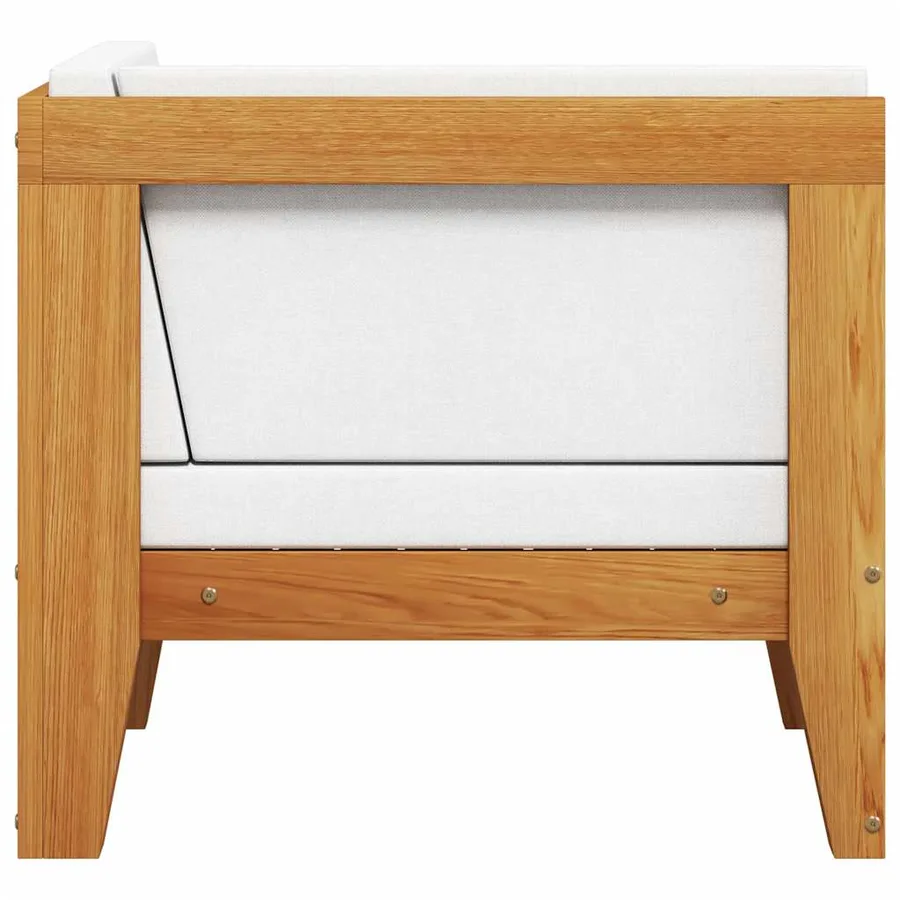Canapé d'angle sectionnel et coussins blanc crème Bois d'acacia - 4