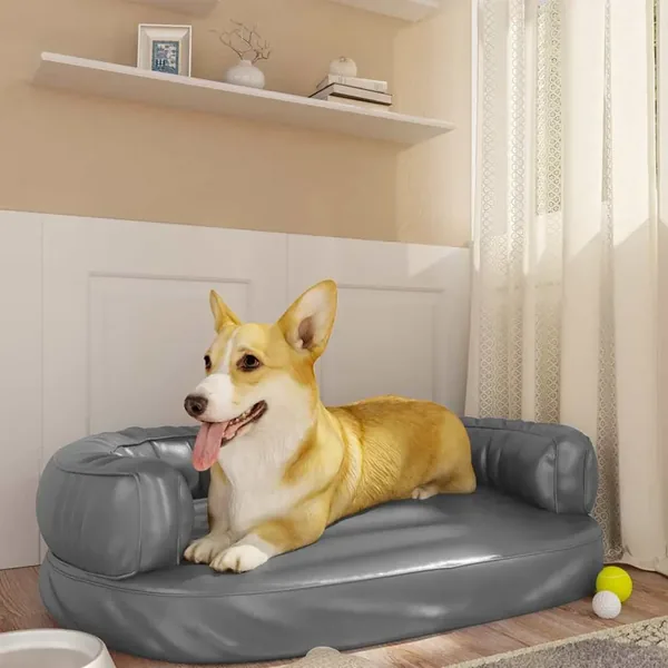 Lit pour chien ergonomique Mousse Gris 75x53 cm Similicuir