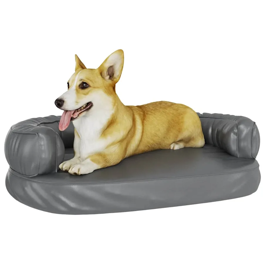 Lit pour chien ergonomique Mousse Gris 75x53 cm Similicuir - 3