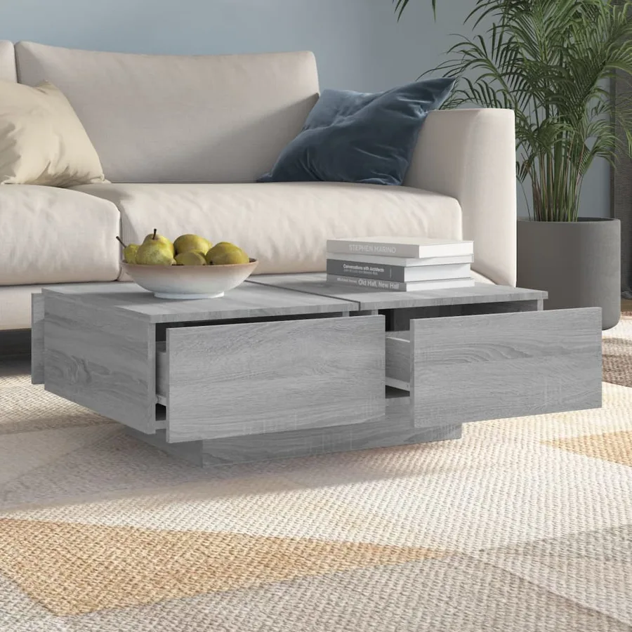 Table basse Sonoma gris 90x60x31 cm Bois d'ingénierie - 7