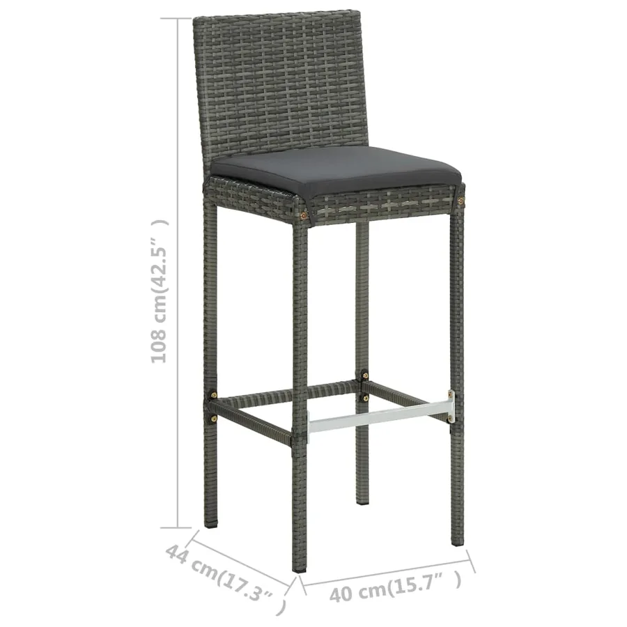 Ensemble de bar de jardin 7 pcs avec coussins Gris - 12