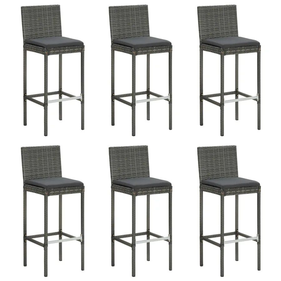 Ensemble de bar de jardin 7 pcs avec coussins Gris - 8