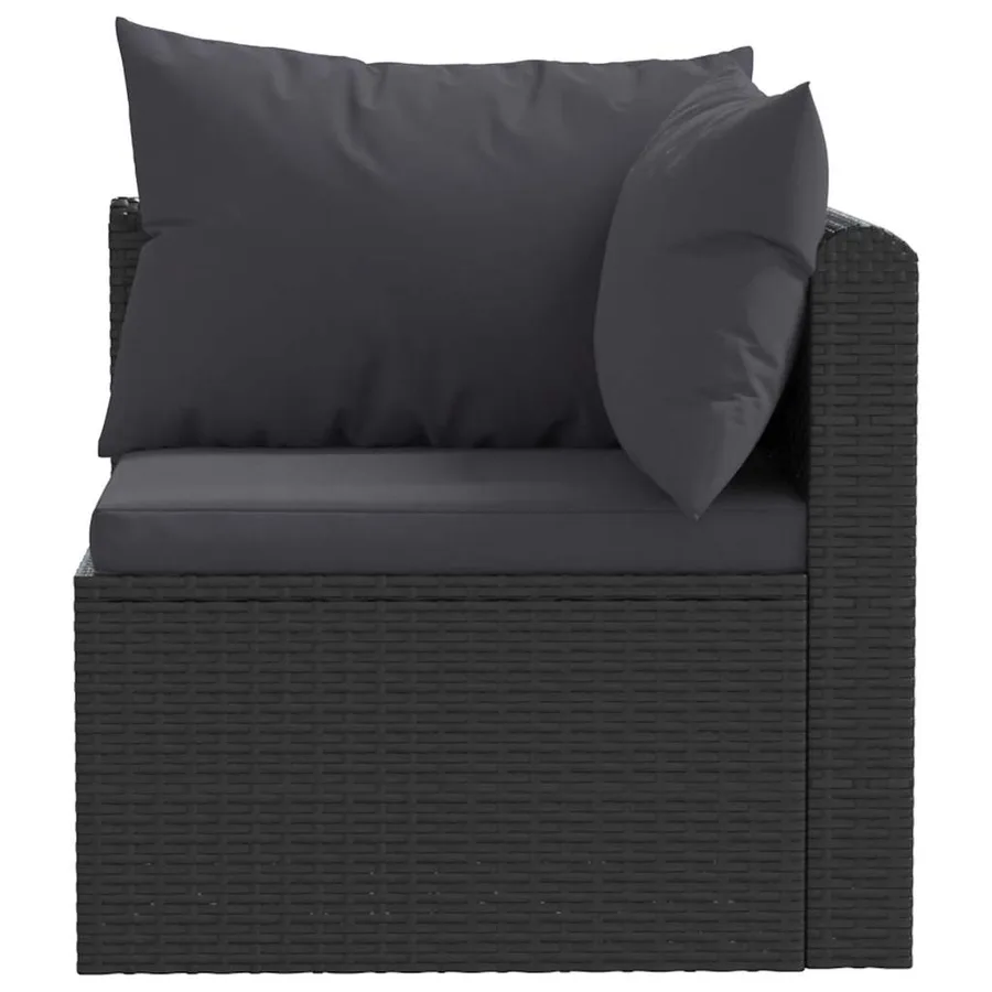 Canapés de jardin 2 pcs avec coussins Résine tressée Noir - 4