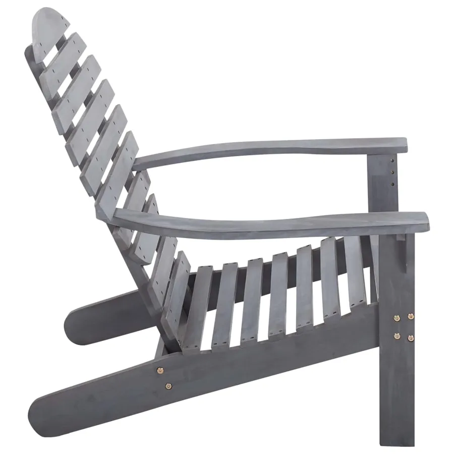 Chaise Adirondack Bois d'acacia massif Gris - 4