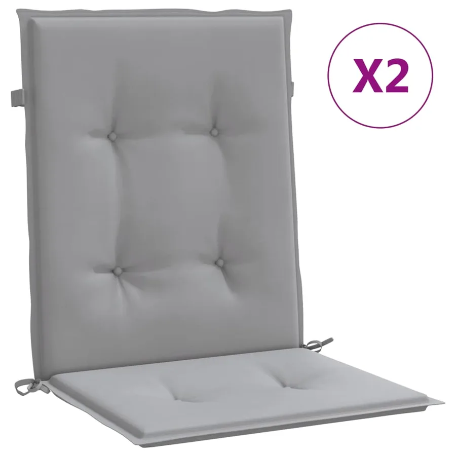 Coussins de chaise de jardin à dossier bas lot de 2 gris - 2