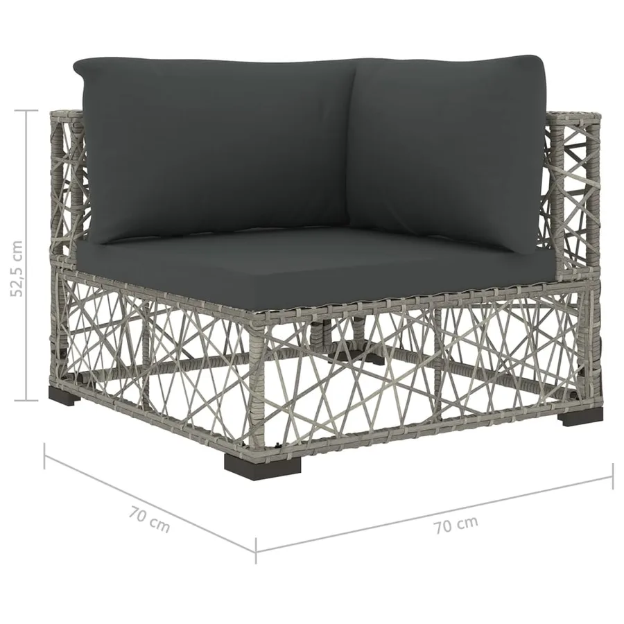Salon de jardin 6 pcs avec coussins résine tressée gris - 8