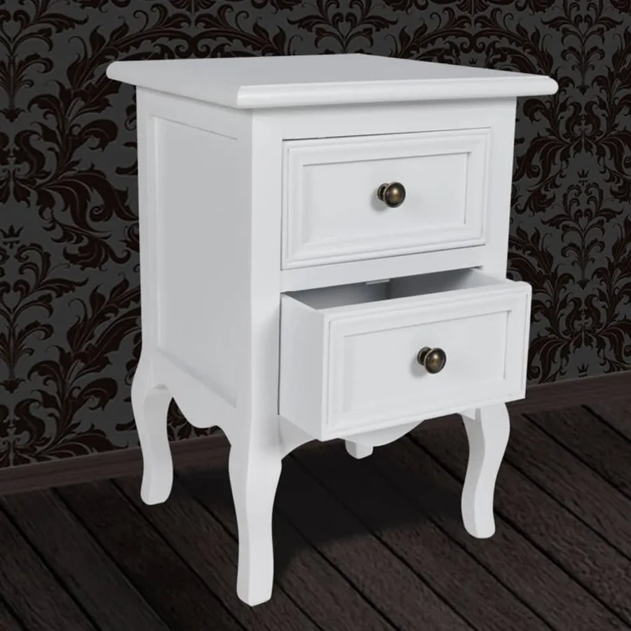 Table de chevet 2 pcs avec 2 tiroirs MDF Blanc - 5