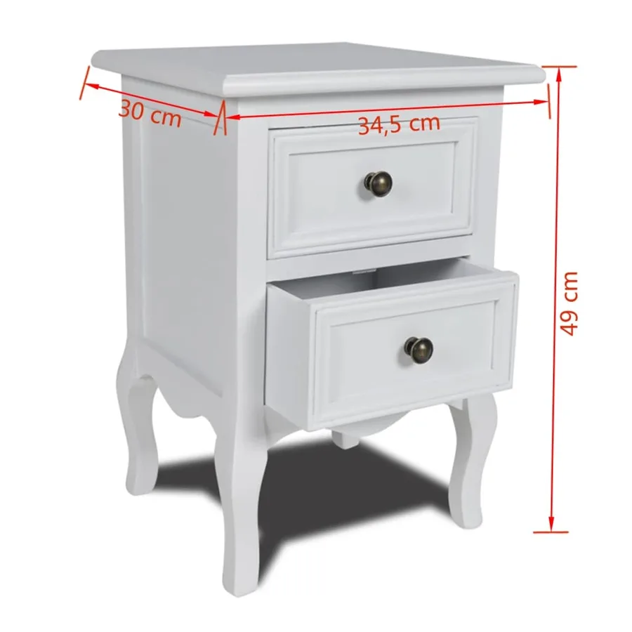 Table de chevet 2 pcs avec 2 tiroirs MDF Blanc - 8