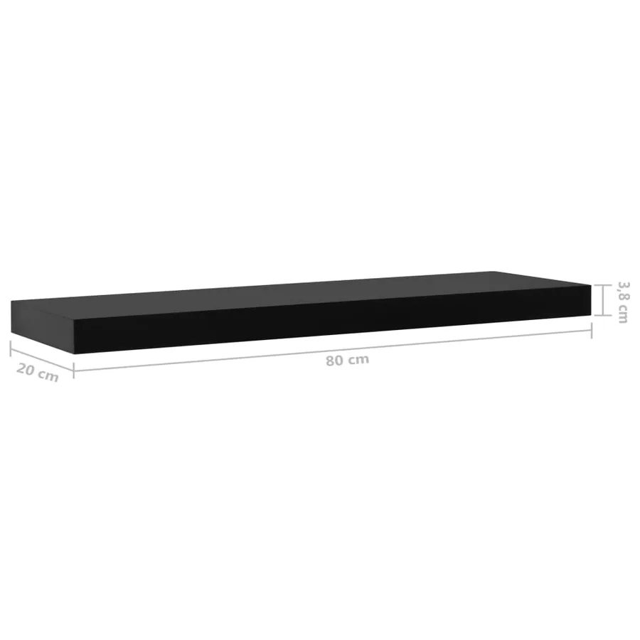 Étagères murales flottantes 2 pcs Noir 80x20x3,8 cm - 6