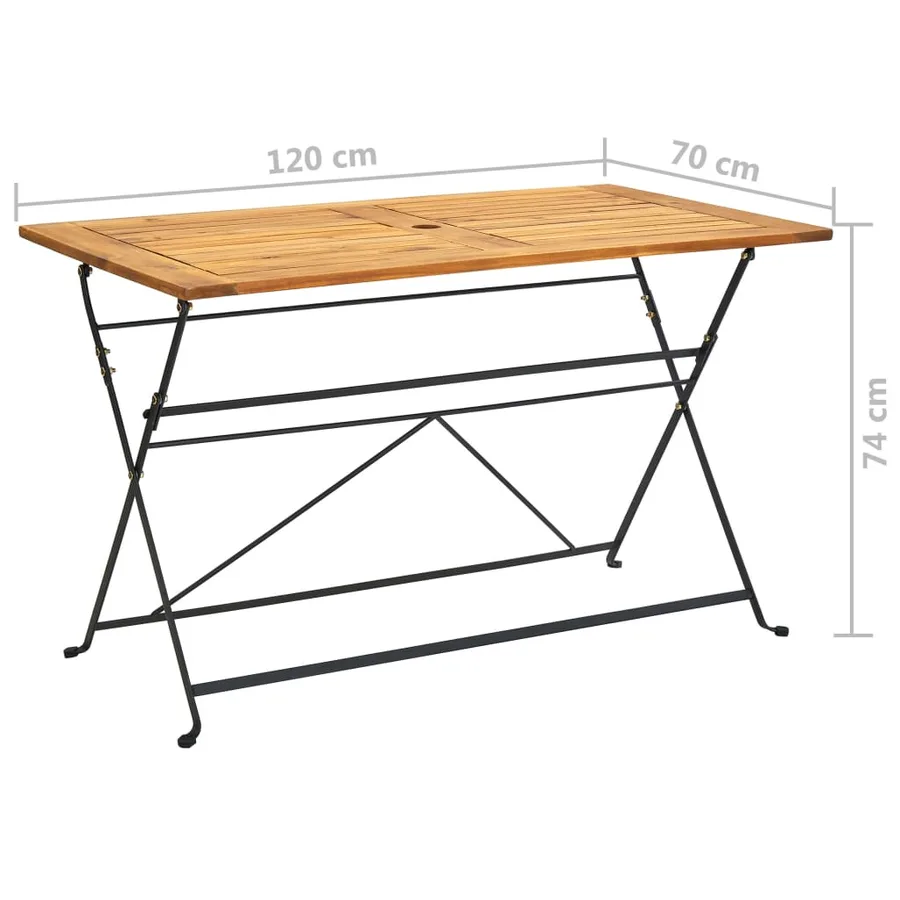 Ensemble à manger d'extérieur pliable 5pcs Bois d'acacia solide - 10
