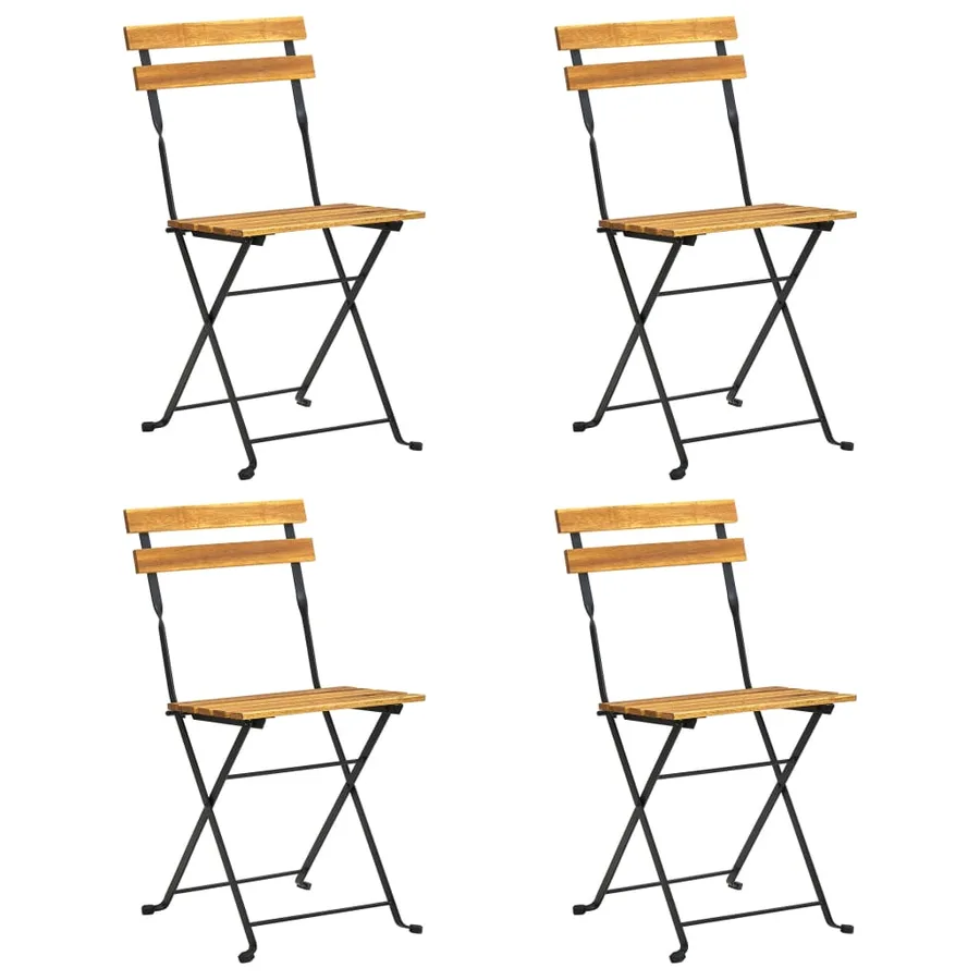 Ensemble à manger d'extérieur pliable 5pcs Bois d'acacia solide - 2