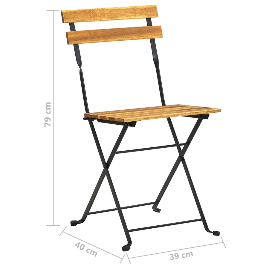 Ensemble à manger d'extérieur pliable 5pcs Bois d'acacia solide - 9