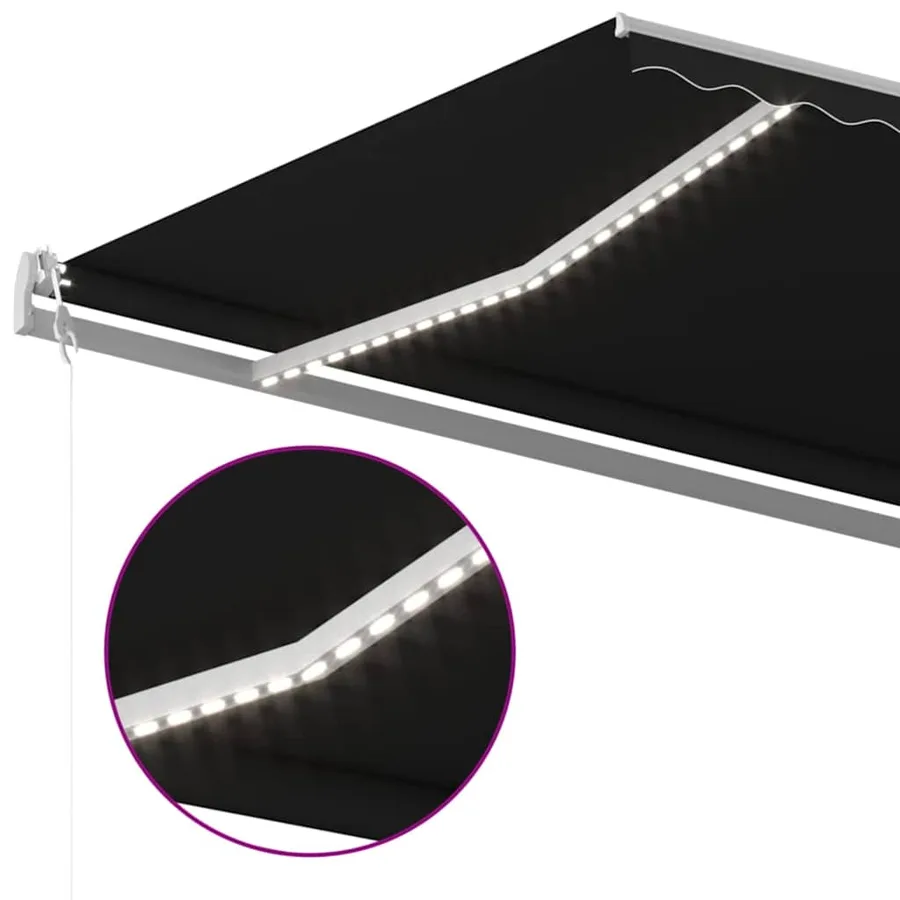 Auvent automatique capteur de vent et LED 600x300 cm Anthracite - 4