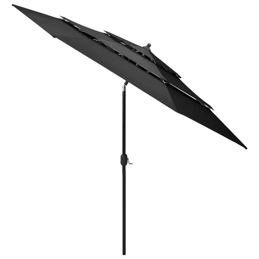 Parasol de jardin à 3 niveaux avec mât en aluminium anthracite - 2