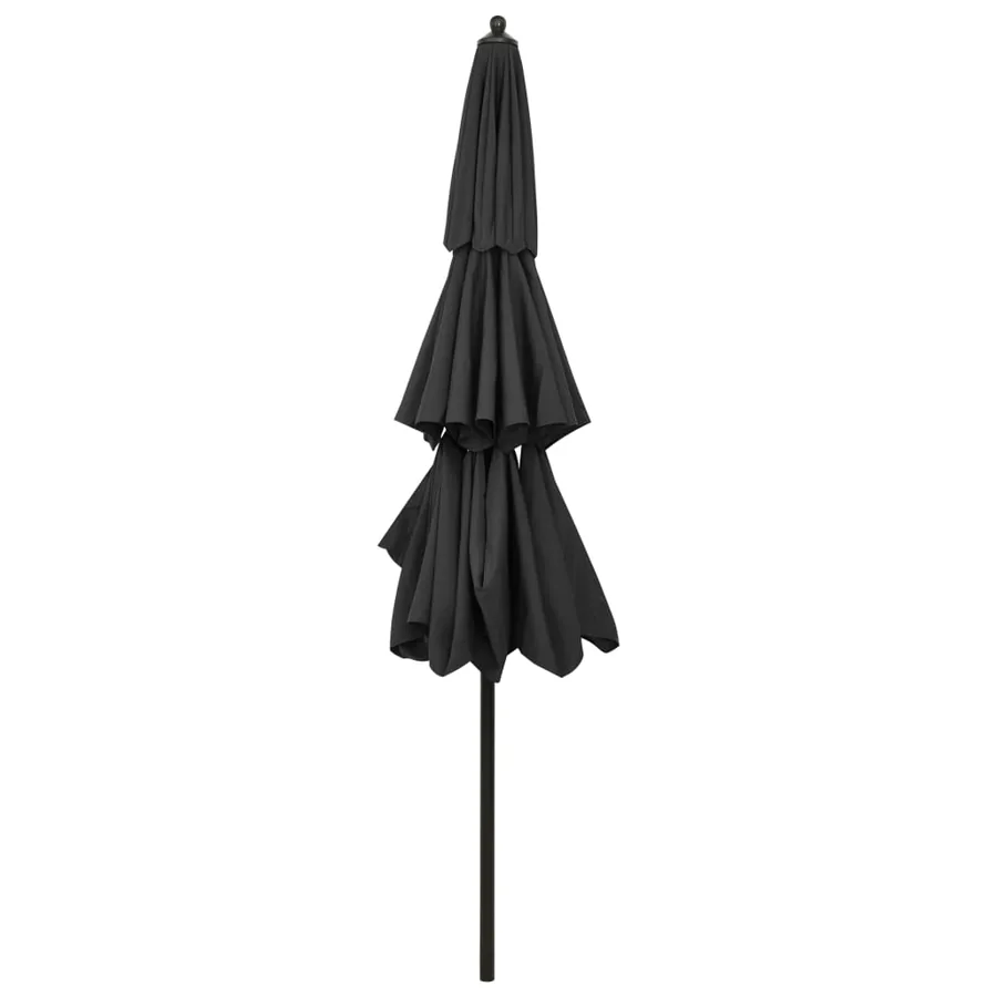 Parasol de jardin à 3 niveaux avec mât en aluminium anthracite - 4
