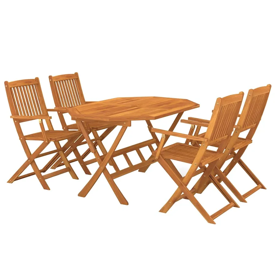 Ensemble à manger de jardin 5 pcs Bois d'acacia solide - 2