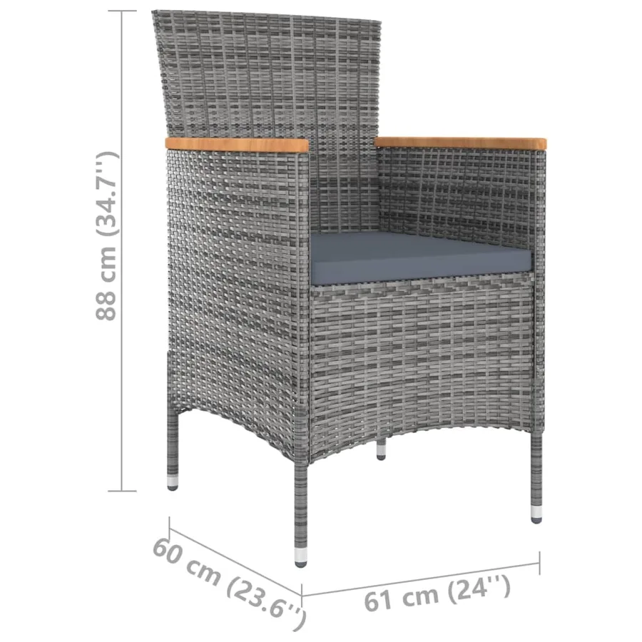 Ensemble à manger d'extérieur 9pcs coussins Résine tressée Gris - 11