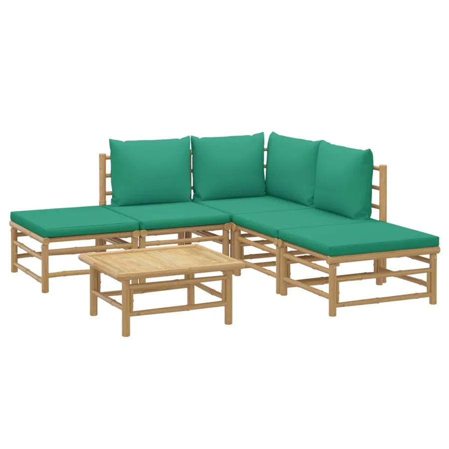 Salon de jardin 6 pcs avec coussins vert bambou - 3