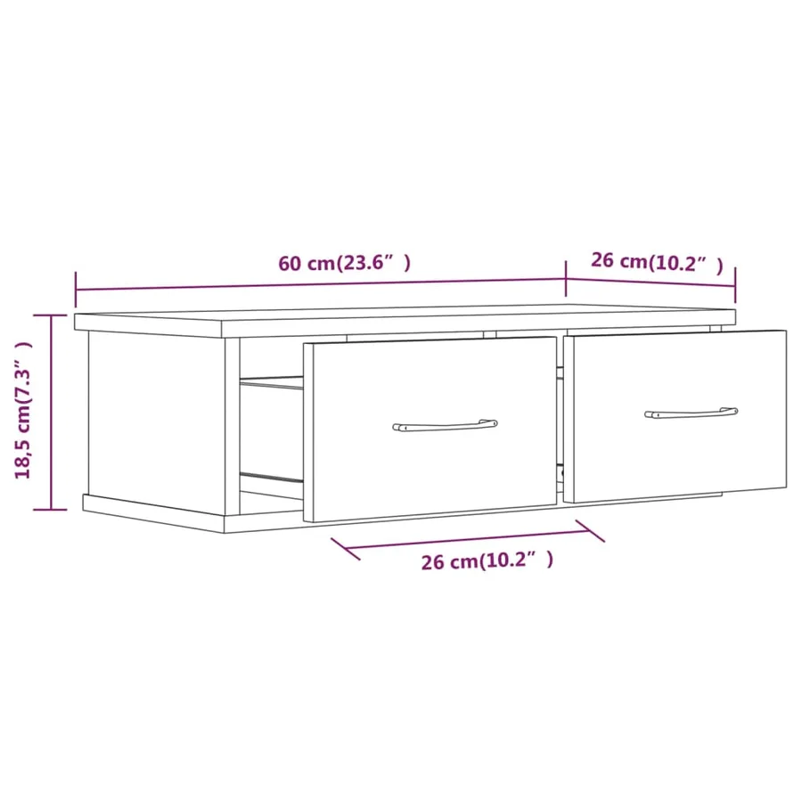 Armoire murale Sonoma gris 60x26x18,5 cm Bois d'ingénierie - 8