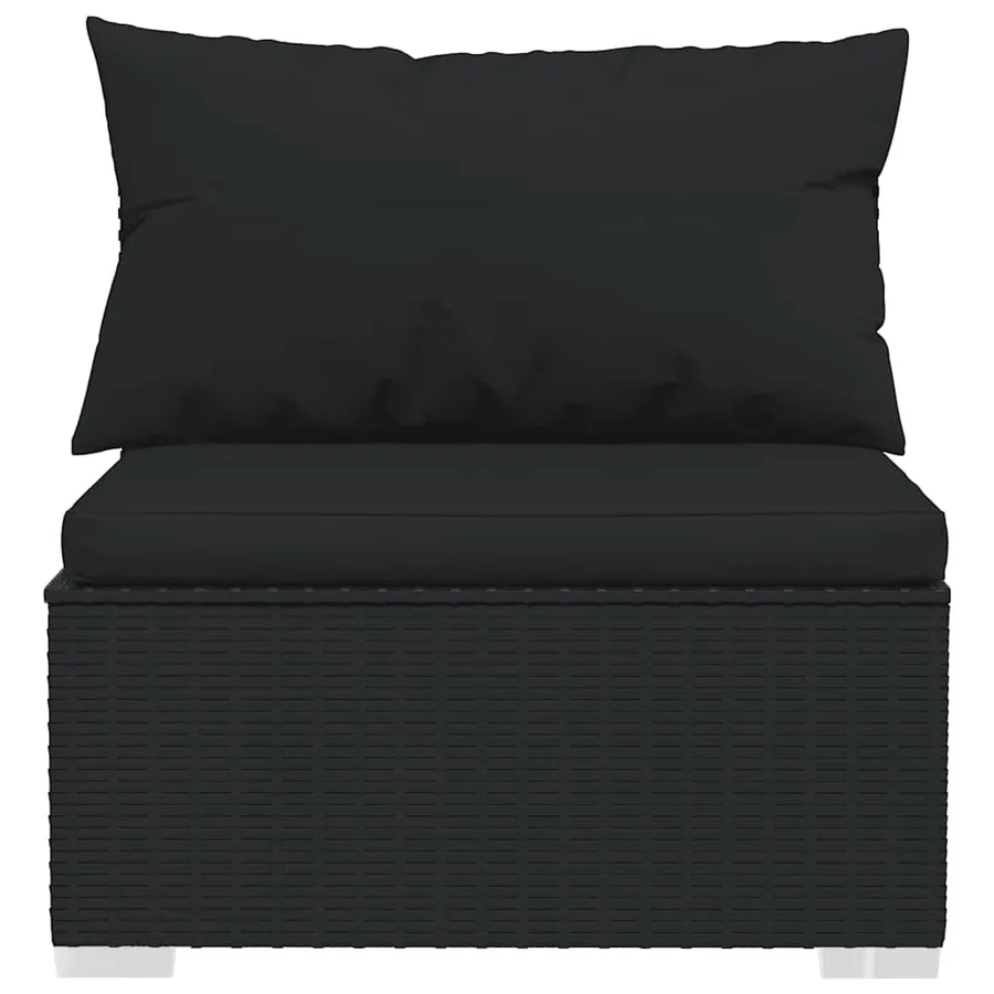Salon de jardin 4 pcs avec coussins Noir Résine tressée - 4
