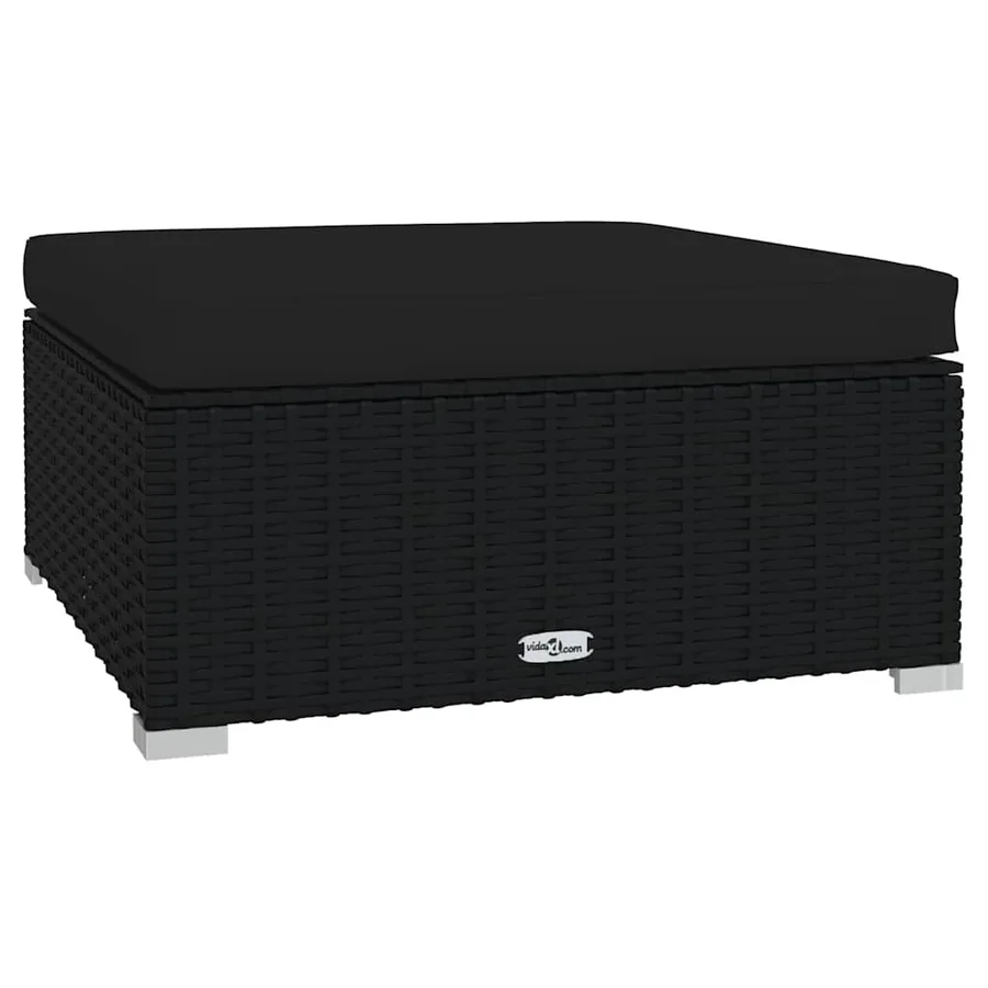 Salon de jardin 4 pcs avec coussins Noir Résine tressée - 7
