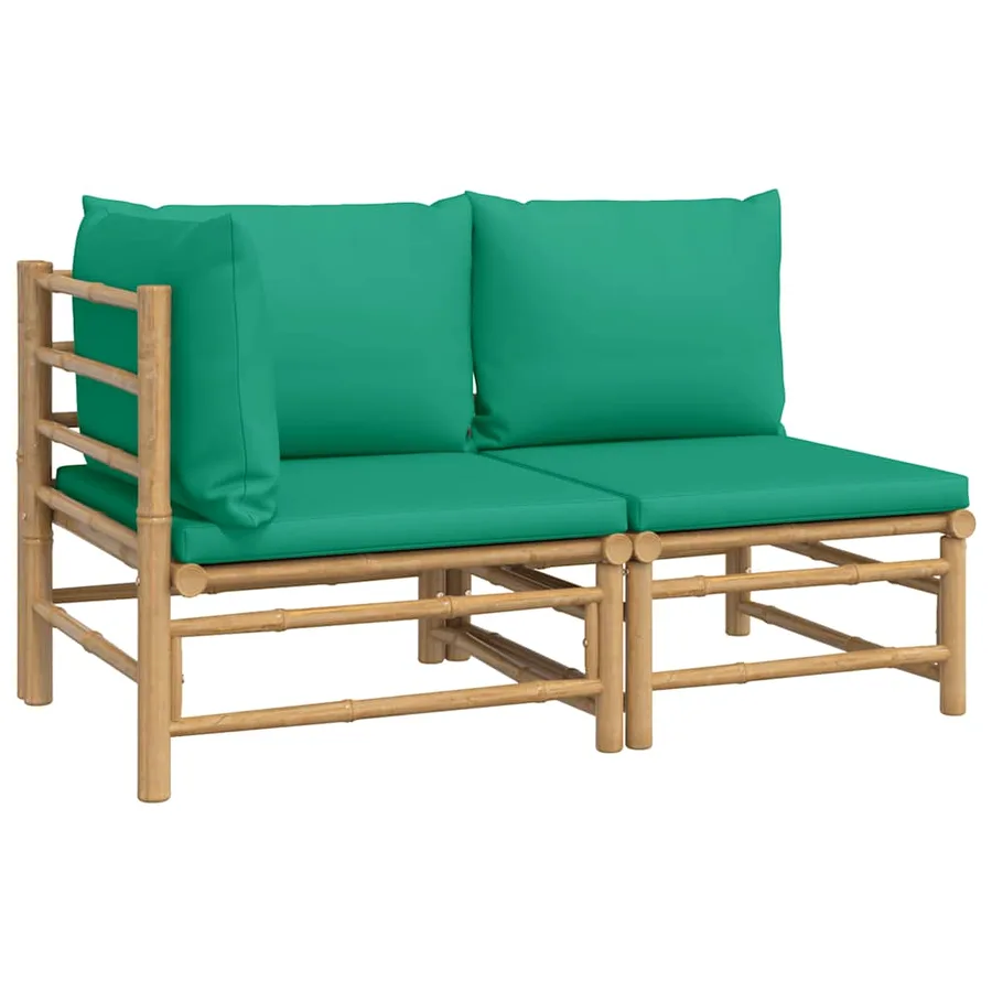 Salon de jardin 2 pcs avec coussins vert bambou - 2
