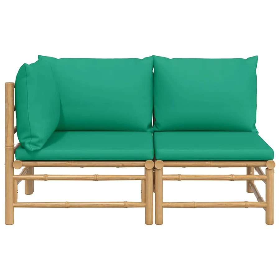 Salon de jardin 2 pcs avec coussins vert bambou - 3