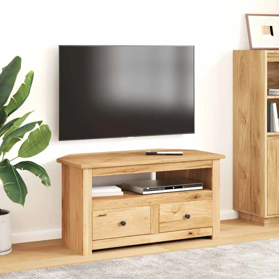 Meuble TV d'angle 93x49x49 cm Pin solide Assortiment Panama