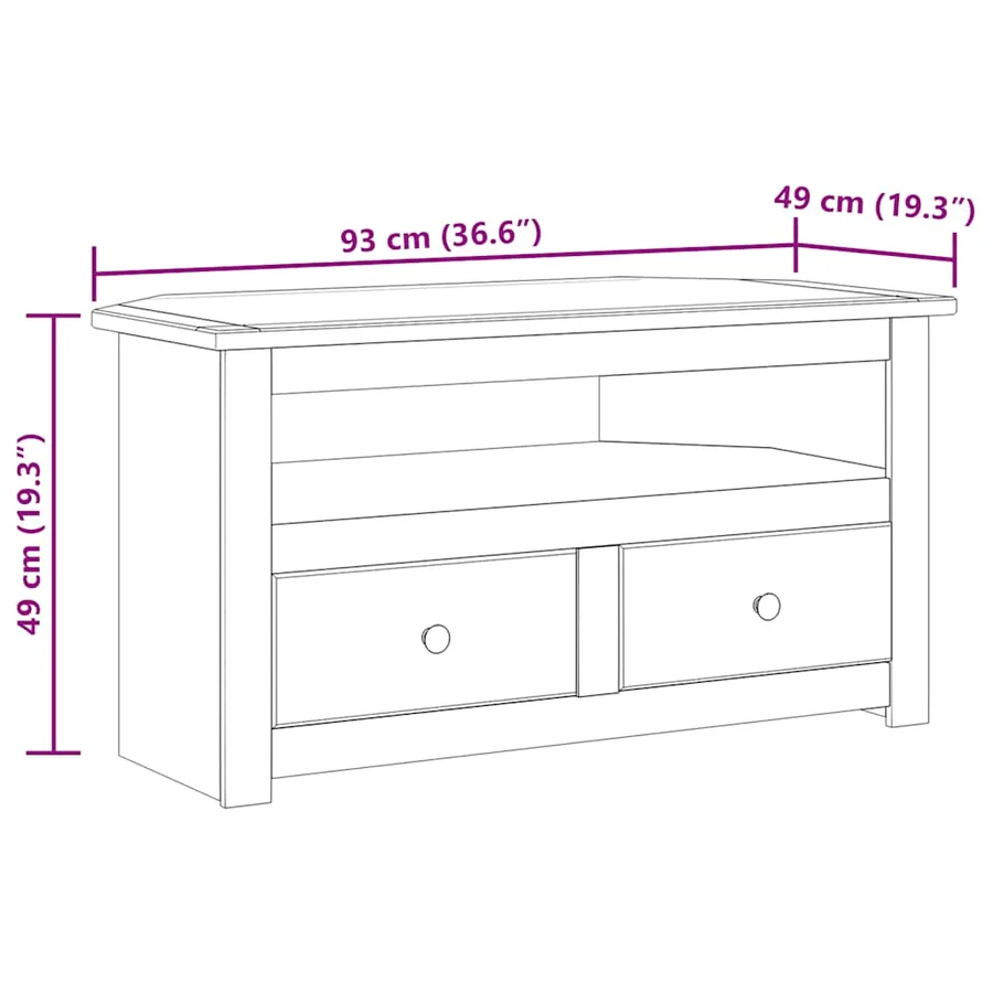 Meuble TV d'angle 93x49x49 cm Pin solide Assortiment Panama - 10
