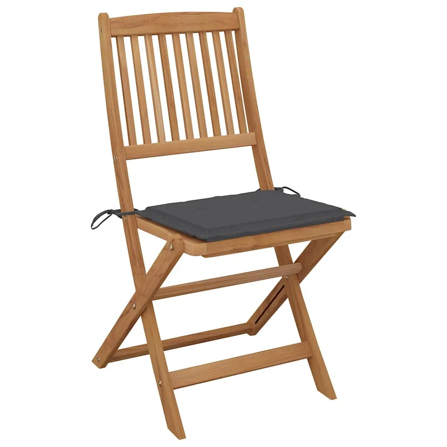 Chaises pliables d'extérieur et coussins lot de 8 Bois d'acacia - 4