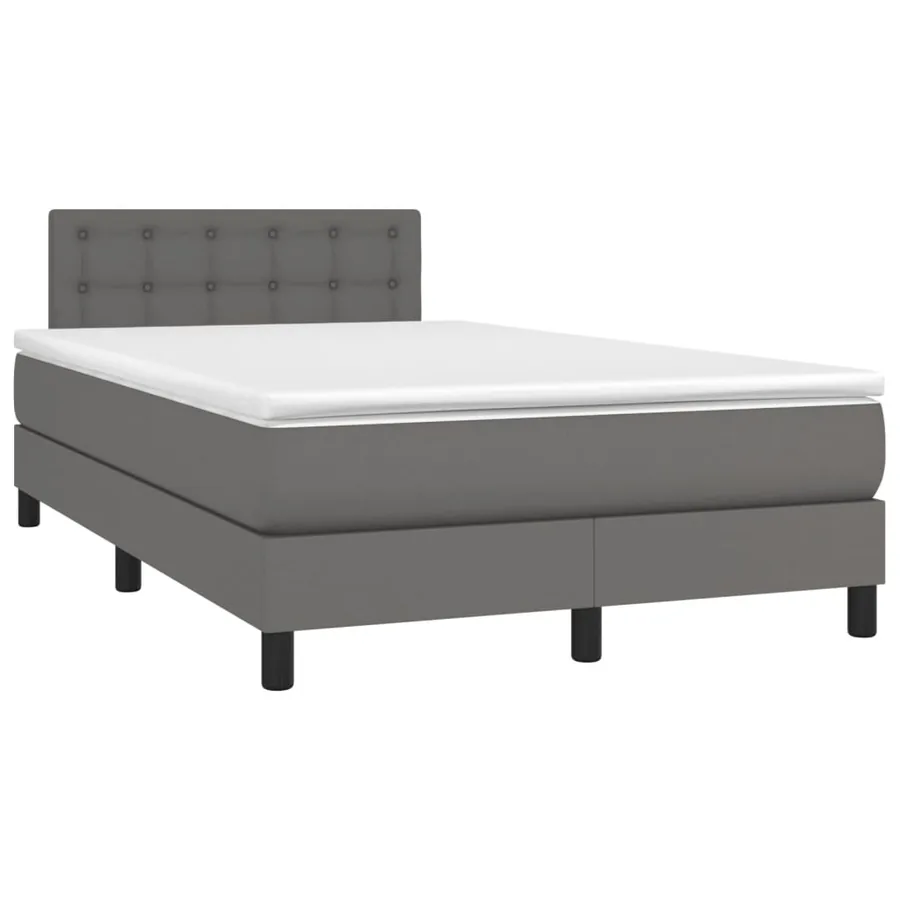 Sommier à lattes de lit avec matelas Gris 120x200 cm Similicuir - 3