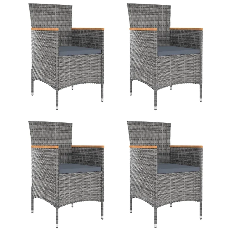 Chaises à manger de jardin lot de 4 Résine tressée Gris