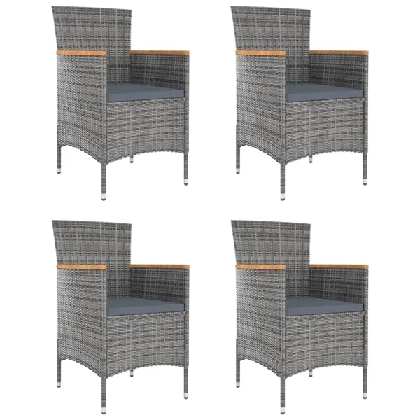 Chaises à manger de jardin lot de 4 Résine tressée Gris
