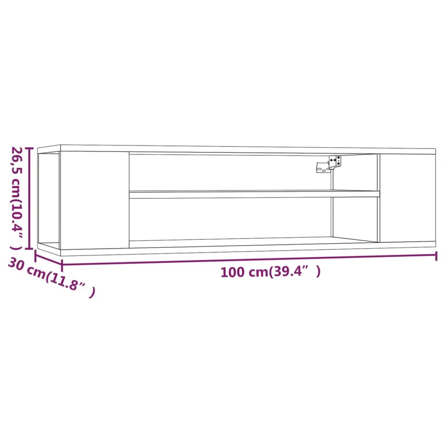 Armoire TV suspendue Sonoma gris 100x30x26,5 cm Bois Ingénierie - 8