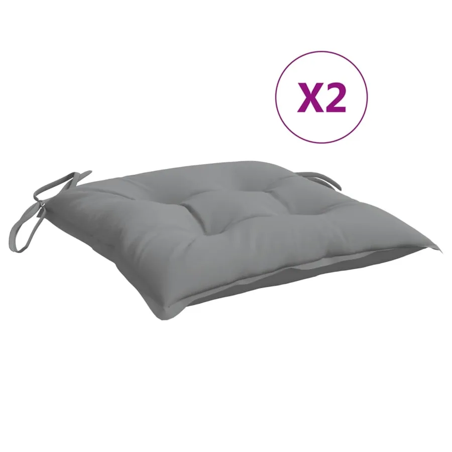 Coussins de chaise lot de 2 gris 50x50x7 cm tissu oxford - 2