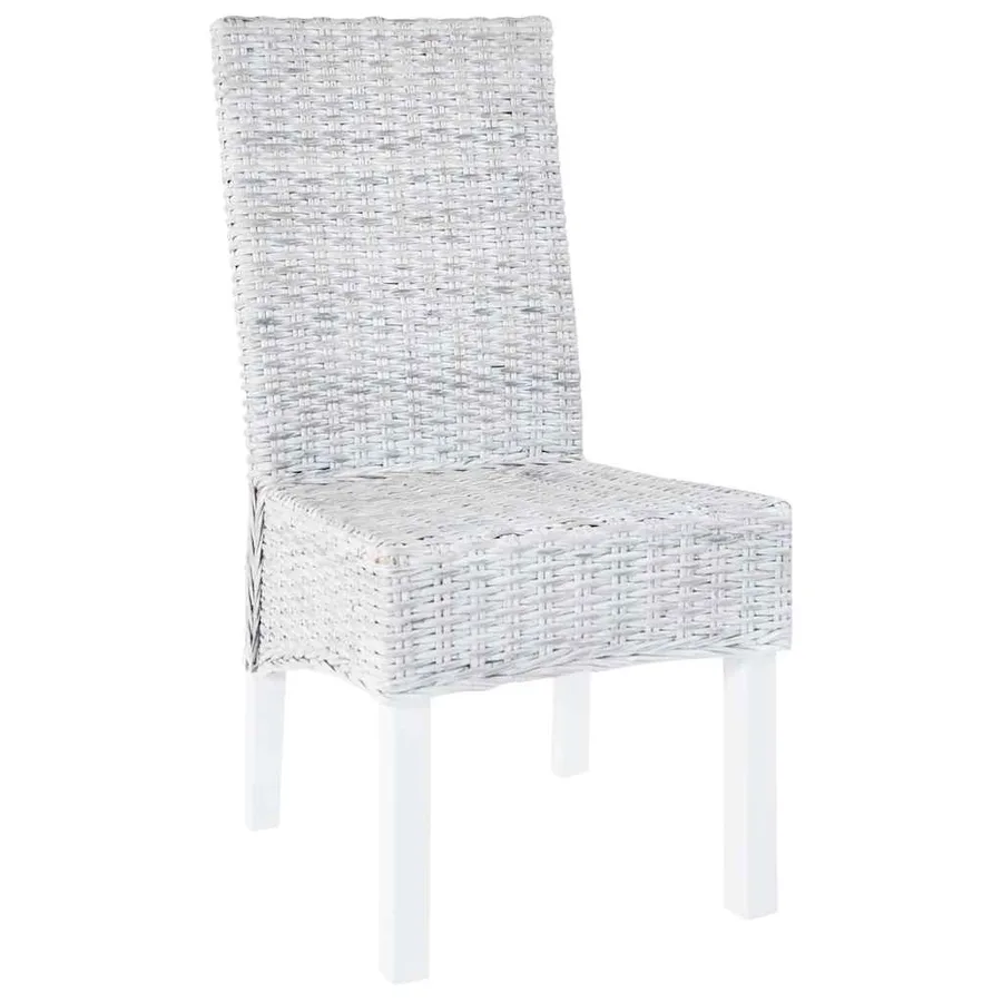 Chaise à manger lot de 4 blanc rotin Kubu et bois de manguier - 2
