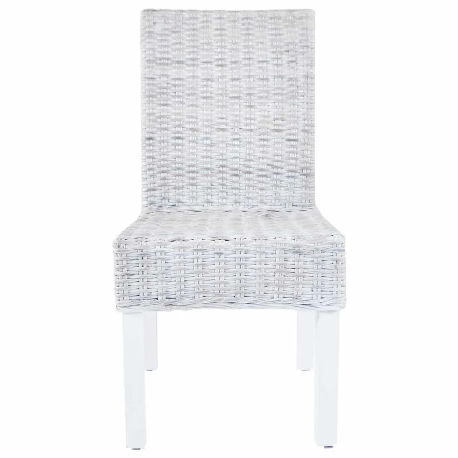 Chaise à manger lot de 4 blanc rotin Kubu et bois de manguier - 3