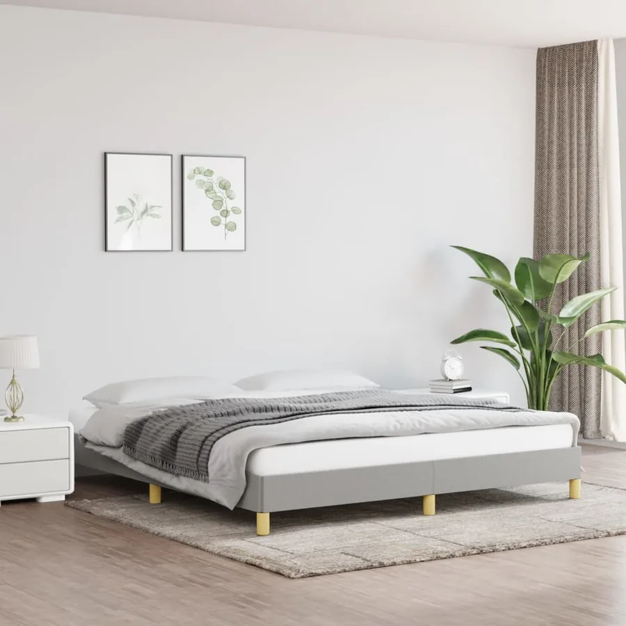 Cadre de lit sans matelas gris clair 180x200 cm tissu