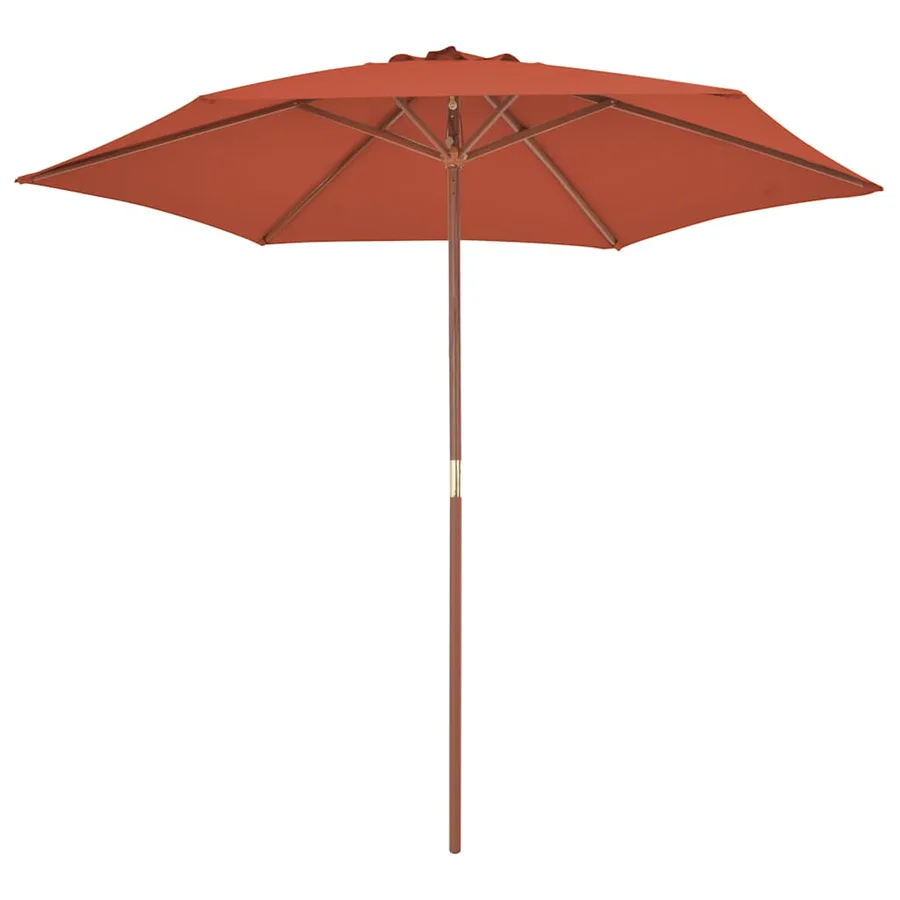 Parasol d'extérieur avec mât en bois 270 cm Terre cuite - 2