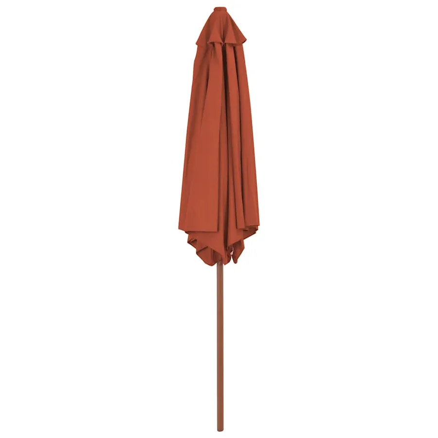 Parasol d'extérieur avec mât en bois 270 cm Terre cuite - 3