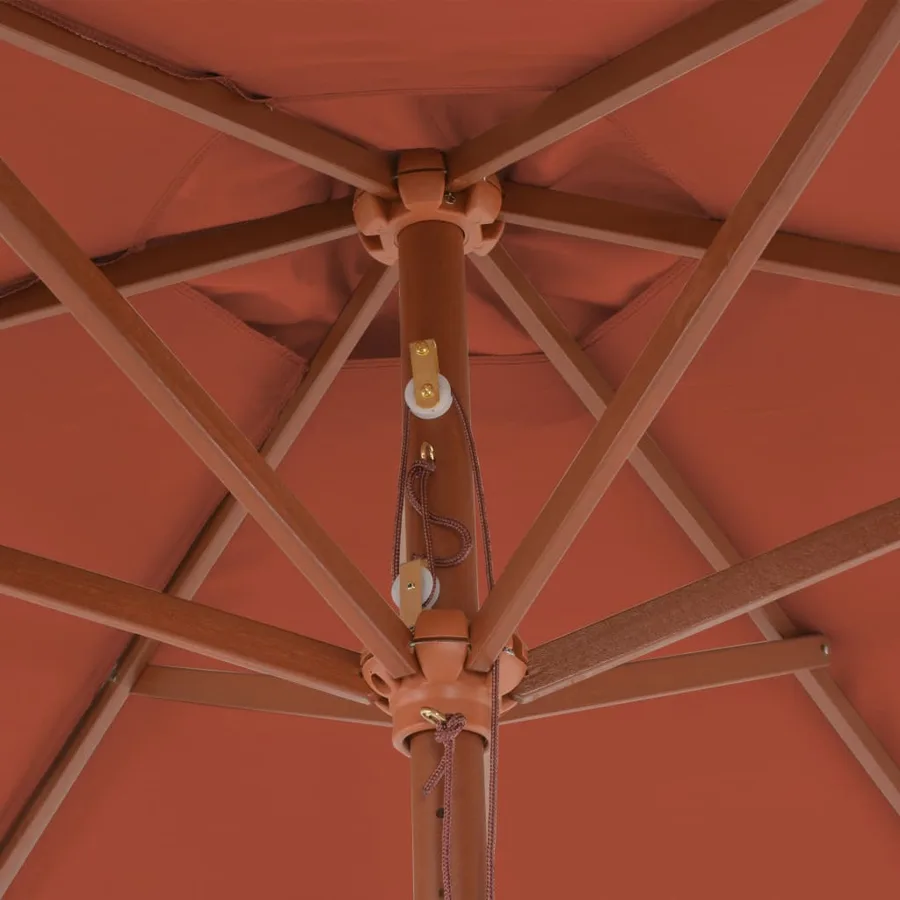 Parasol d'extérieur avec mât en bois 270 cm Terre cuite - 5