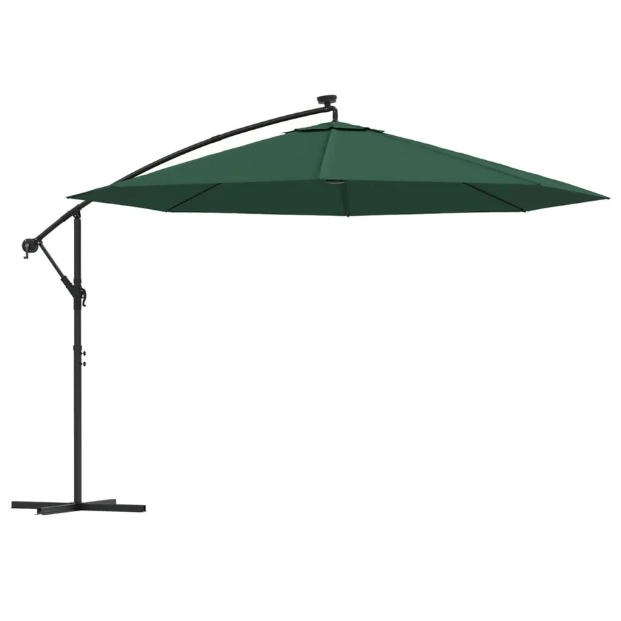 Parasol de jardin en porte-à-feux et lumières LED mât en métal - 2
