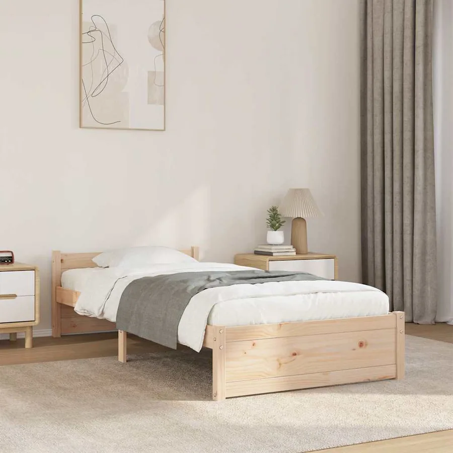 Cadre de lit sans matelas bois massif 90x190 cm