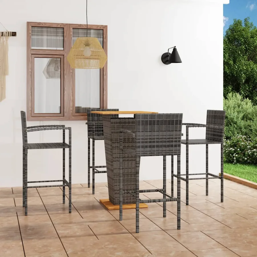 Ensemble de bar de jardin 5 pcs Gris
