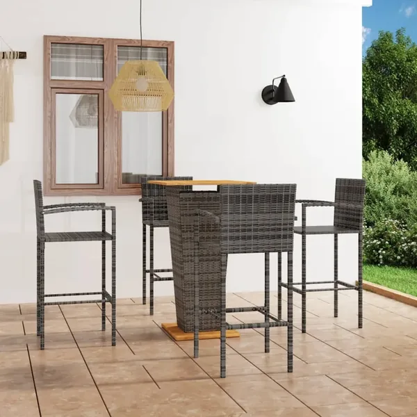 Ensemble de bar de jardin 5 pcs Gris